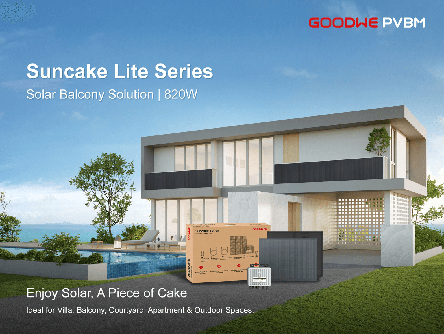 SUNCAKE solar balcony application with panels and microinverter
