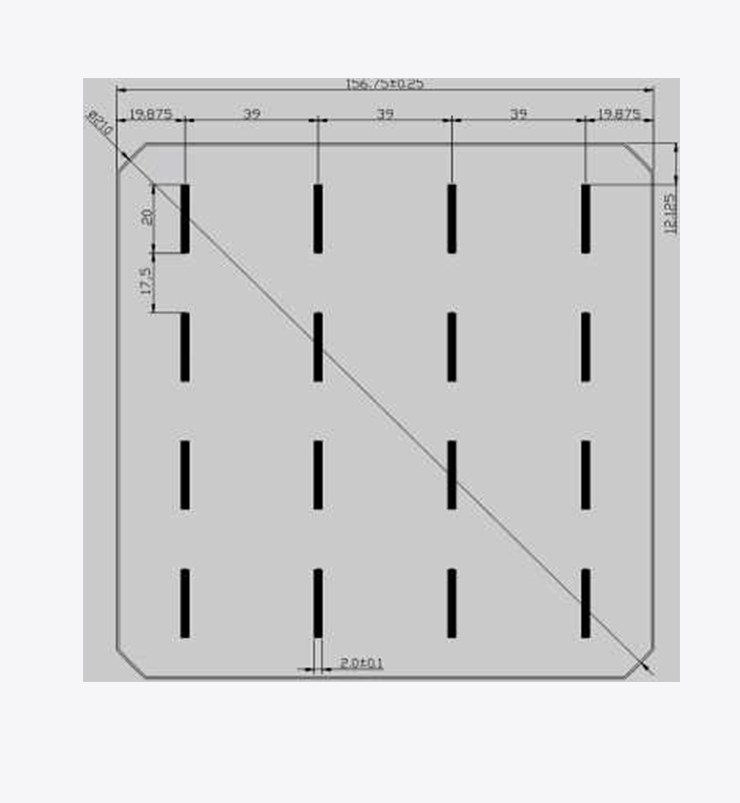 156mm chamfer monocrystalline solar cell